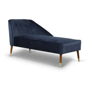 Right Hand Chaise Lounge in Velvet Navy Blue