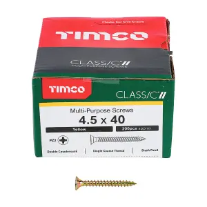 TIMCO Classic Multi-Purpose Countersunk Gold Woodscrews - 4.5 x 40 (200pcs)