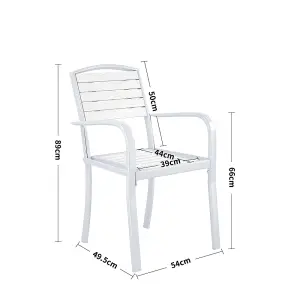 Set of 4 WPC Outdoor Garden Chairs Patio Dining Armchairs White 89 cm