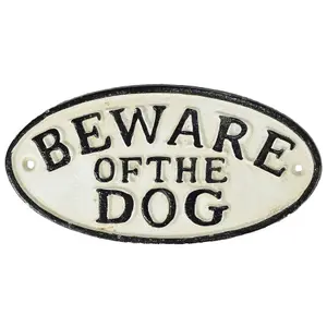 Beware of Dog Cast Iron Sign Plaque Door Wall House Fence Gate Post Garden