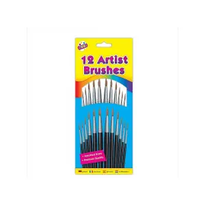 ArtBox Paint Brush (Pack of 12) Black/Silver (One Size)