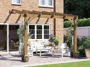 Dunster House Wooden Lean To Pergola Kit 3m x 3m Wall Mounted Garden Plant Frame Leviathan