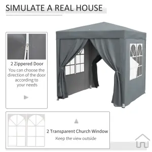 Outsunny 2mx2m Pop Up Gazebo Party Tent Canopy Marquee with Storage Bag Grey