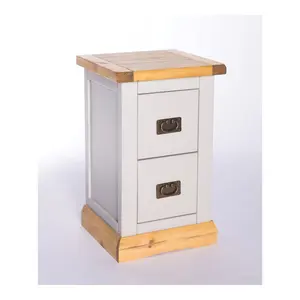 Bomporto 2 Drawer Petite Bedside Table Brass Drop Handle