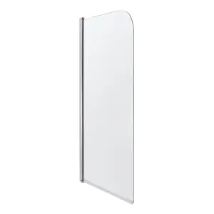 Cooke & Lewis Arkell Straight 1 panel Clear glass Silver effect frame Bath screen, (W) 750mm (H) 1300mm