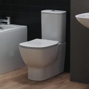 Ideal Standard Tesi White Slim Back to wall Oval Toilet set with Soft close seat & Close coupled cistern