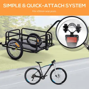 HOMCOM Folding Bicycle Cargo Storage Cart and Luggage Trailer with Hitch