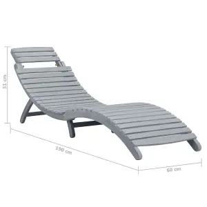 vidaXL Sun Lounger Grey Wash Solid Acacia Wood