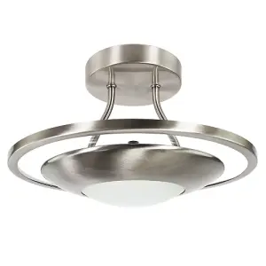 Modernistic Semi Flush Eco Friendly LED Ceiling Light Fitting in Satin Nickel