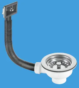 McAlpine BWSTOFRS 1.5" Basket Strainer Waste and Overflow 113mm Stainless Steel Flange Stemball Plug Rectangular Overflow