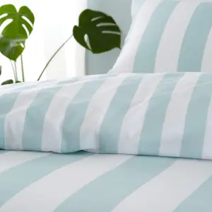 Catherine Lansfield Bedding Cove Stripe Reversible King Duvet Cover Set with Pillowcases Seafoam Blue