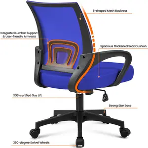 Mid-Back Mesh Swivel Office Chair Blue