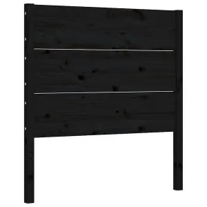 Berkfield Bed Frame with Headboard Black Single Solid Wood