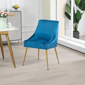 Set of 2 Lograto Velvet Dining Chairs - Blue