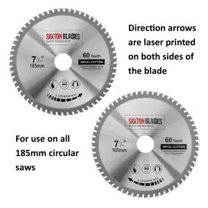 Saxton TCT18560TMB TCT Circular Blade 185mm x 60T Metal Cutting