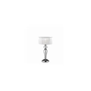 Luminosa Duchessa 1 Light Small Table Lamp Chrome, White, Clear and Glass with Shade, E27