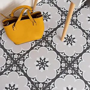 Floor Pops Daphne Black Self Adhesive Vinyl Floor Tiles Pack of 10 (0.93sqm)