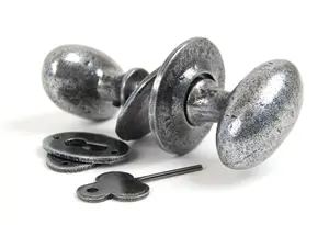 From The Anvil Pewter Oval Mortice/Rim Knob Set