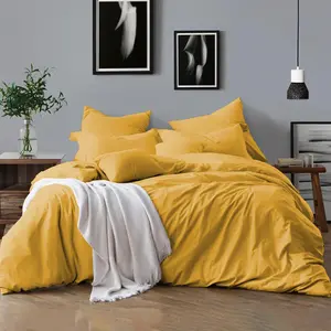 Klarita Polyester Solid Colour Duvet Cover Set with Pillowcases Ochre / Single - 1 Pillowcase (50 x 75 cm)