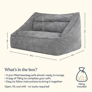 icon Cecilia Bean Bag Sofa Grey Giant Chenille Bean Bag Chair