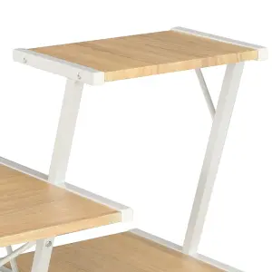 Berkfield Desk with Shelf White and Oak 116x50x93 cm