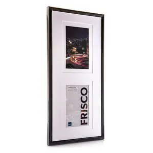 Kenro Frisco Twin Black Photo Frame 6x4 inch / 10x15cm or 7x5 inch / 13x18cm with White Mount Portrait - FRC1015B/2