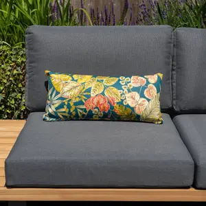 Acrisol Bouquet Petrol Bolster Scatter Cushion - 60cm x 30cm