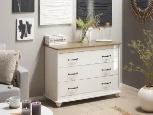 Beliani Rustic 3 Drawer Chest White EVERETT