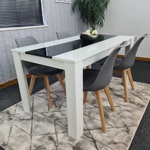 Dining Table With 4 Chairs, Dining Table Room Set 4, kitchen set of 4, White Black Table, 4 Grey Tulip Chairs, Kosy Koala