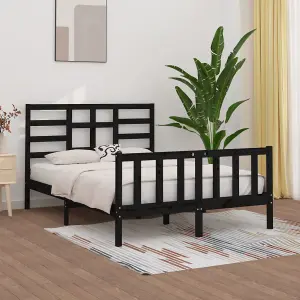 Berkfield Bed Frame Black Solid Wood Pine 120x200 cm