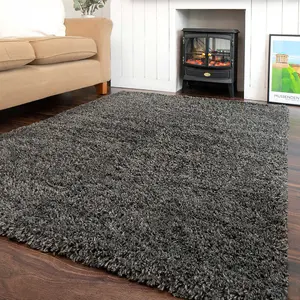 Super Soft Slate Grey Shaggy Area Rug 240x330cm