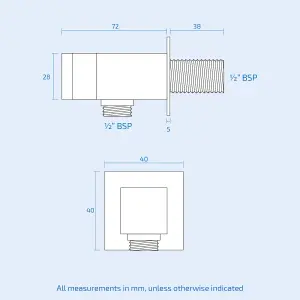 Nes Home Slim Square Chrome Wall Outlet Elbow Hose Connector with Shower Handset Holder