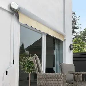 Primrose Awnings 3.0m x 2.5m Retractable Electric Full Cassette Ivory Awning Outdoor Patio Canopy