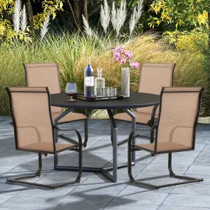 Costway 2PCS Outdoor Dining Chairs Patio C-Spring Motion Outside High Back Chair