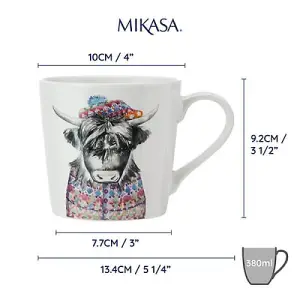 Mikasa Tipperleyhill Highland Cow Print 380ml Mug