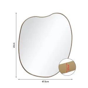 47.5cm W x H 61cm H Irregular Wall Mounted Metal Framed Bathroom Mirror Decorative, Gold