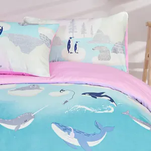 Smart Living Luxury Soft & Reversible Winter Wonderland Arctic Animals Duvet with Pillowcase