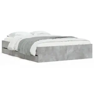 Berkfield Bed Frame with Drawers without Mattress Concrete Grey 120x200 cm