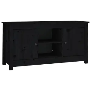 Berkfield TV Cabinet Black 103x36.5x52 cm Solid Wood Pine