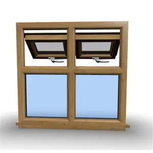 895mm (W) x 895mm (H) Wooden Stormproof Window - 2 Top Opening Windows -Toughened Safety Glass