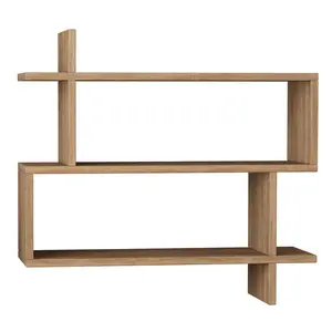 Argonaut Modern Wall-Mounted 2-Tier Floating Bookshelf Oak