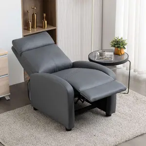 WestWood Luxury PU Leather Modern Push Back Reclining Armchair Lounge Padded Seater Grey