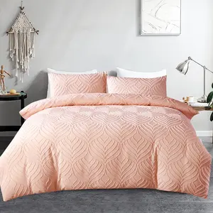 Solid Colour Duvet Cover Set with Pillowcases Pink / Kingsize