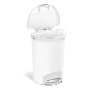 Simplehuman 50L Plastic Semi-Round Pedal Bin White