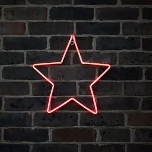 Red LED White Star Silhouette (H) 375mm