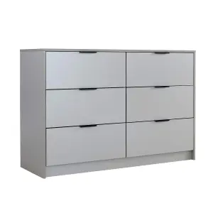 Home Source Phoenix Wide Chest 6 Drawers Grey