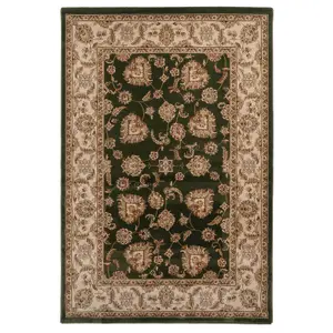 Gold Green Classical Oriental Floral Area Rug 80cm x 150cm