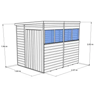 BillyOh Switch Tongue and Groove Pent Wooden Shed - 8x6 Windowed - 11mm Thickness