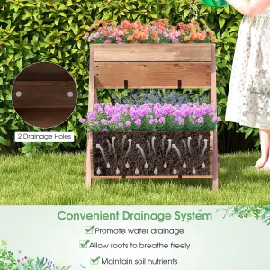 Costway Vertical Raised Garden bed Tiered Elevated Planter Stand w/ 3 Wood Planter Boxes