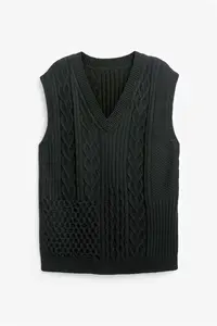 Womens Next Black Knit Heart Patchwork Tank Top - Black